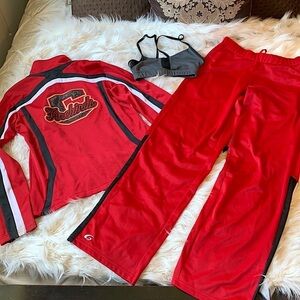 Embellished Track Suit in Red, Black, White and Gold Size Small